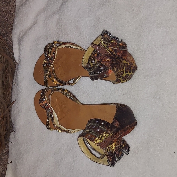 Leopard Rinestone Sandals Size 38 - Picture 4 of 4